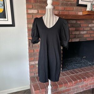 Nation LTD Cotton Puff Sleeve Mini Dress in Black Sz L